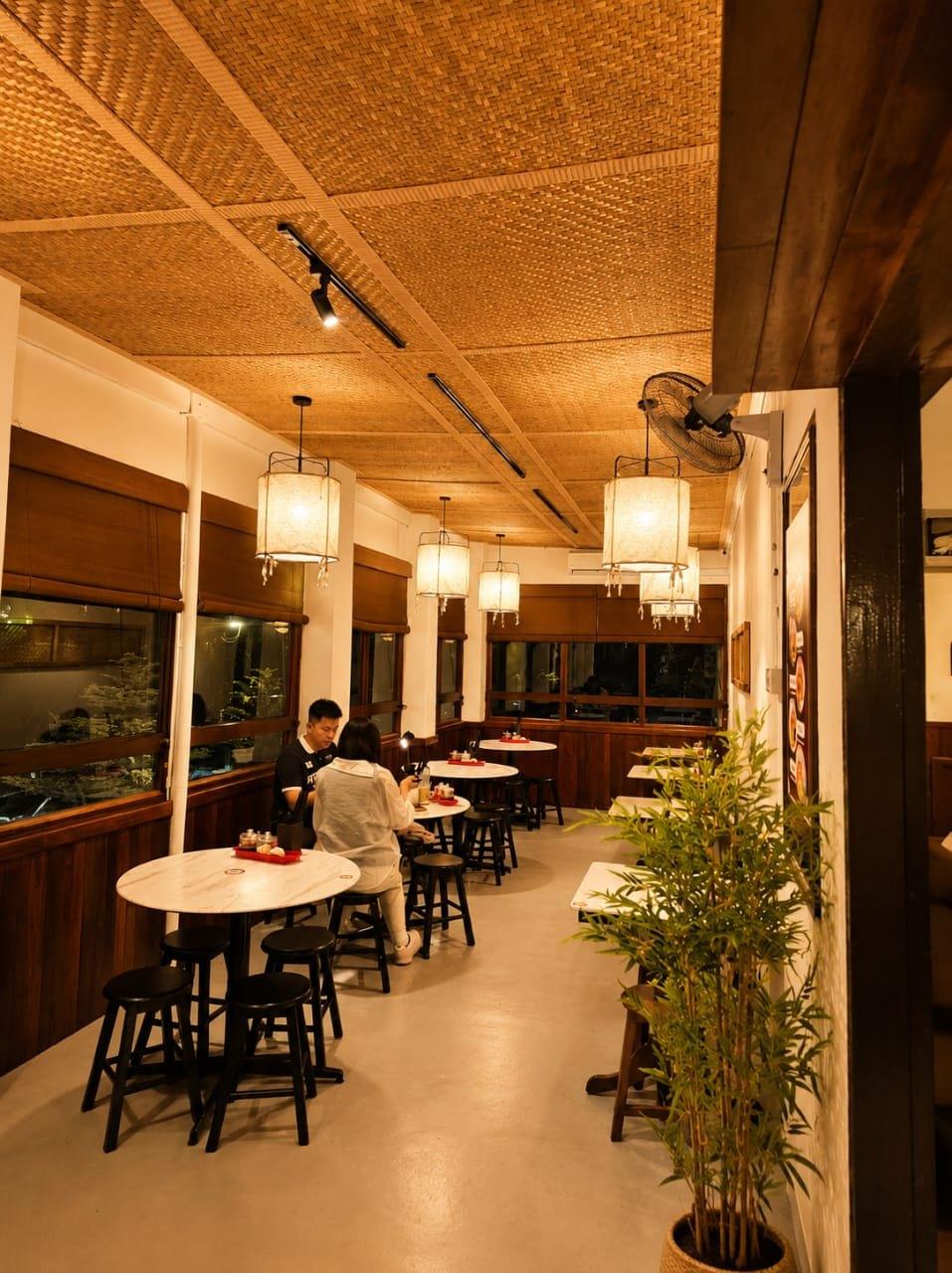Window seating at the Kuala Lumpur outlet, paper lanterns overhead